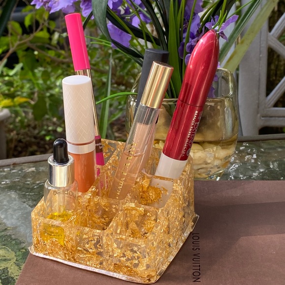 Other - Gold Cosmetic Makeup Organizer Resin Art